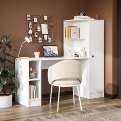 Stilo beyaz sağ kitaplıklı Bilgisayar Masası, Raflı Çalışma Masası , Çalışma Ofis Masası, Ders Yemek Masası 50x155 cm