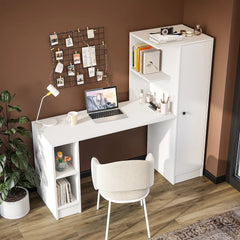 Stilo beyaz sağ kitaplıklı Bilgisayar Masası, Raflı Çalışma Masası , Çalışma Ofis Masası, Ders Yemek Masası 50x155 cm üst