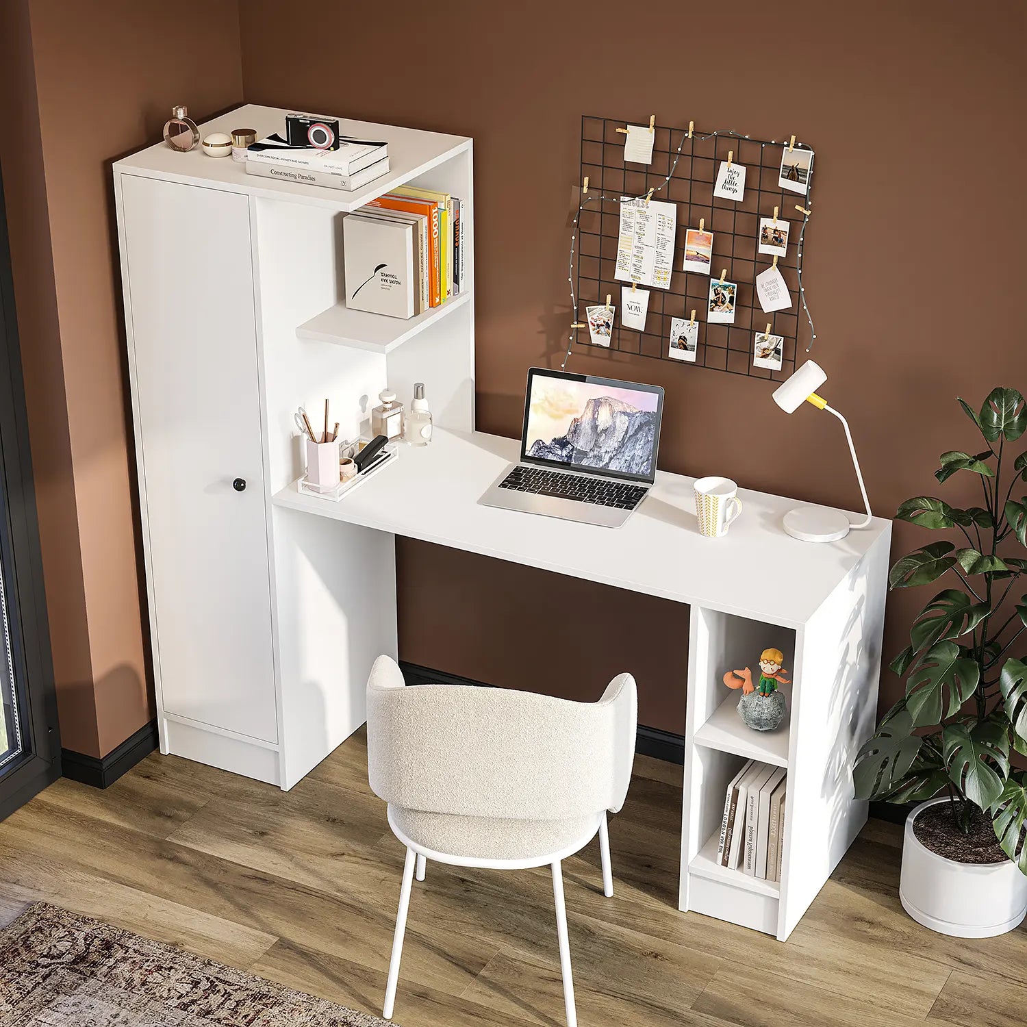 Stilo Bilgisayar Masası, Raflı Çalışma Masası , Çalışma Ofis Masası, Ders Yemek Masası 50x155 cm üst