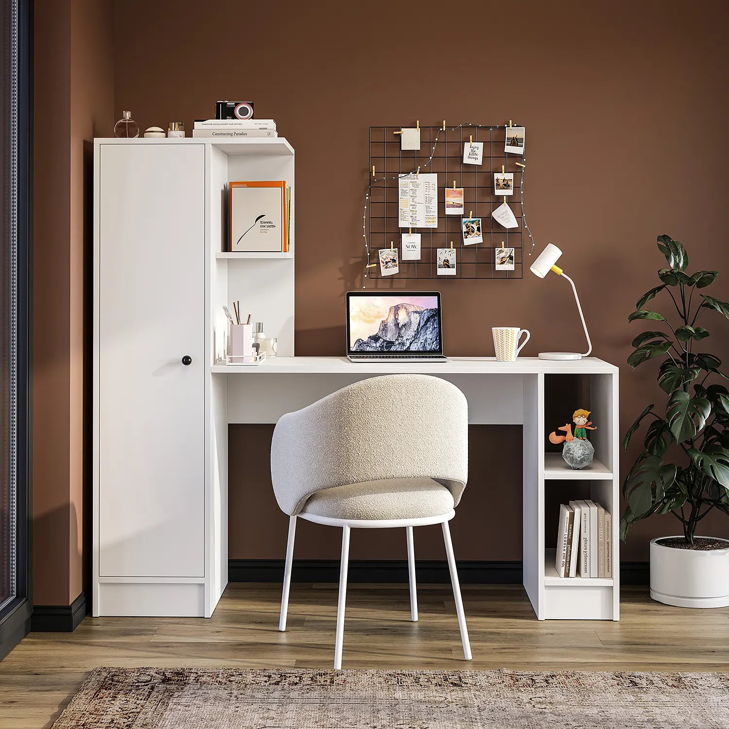 Stilo Bilgisayar Masası, Raflı Çalışma Masası , Çalışma Ofis Masası, Ders Yemek Masası 50x155 cm ön