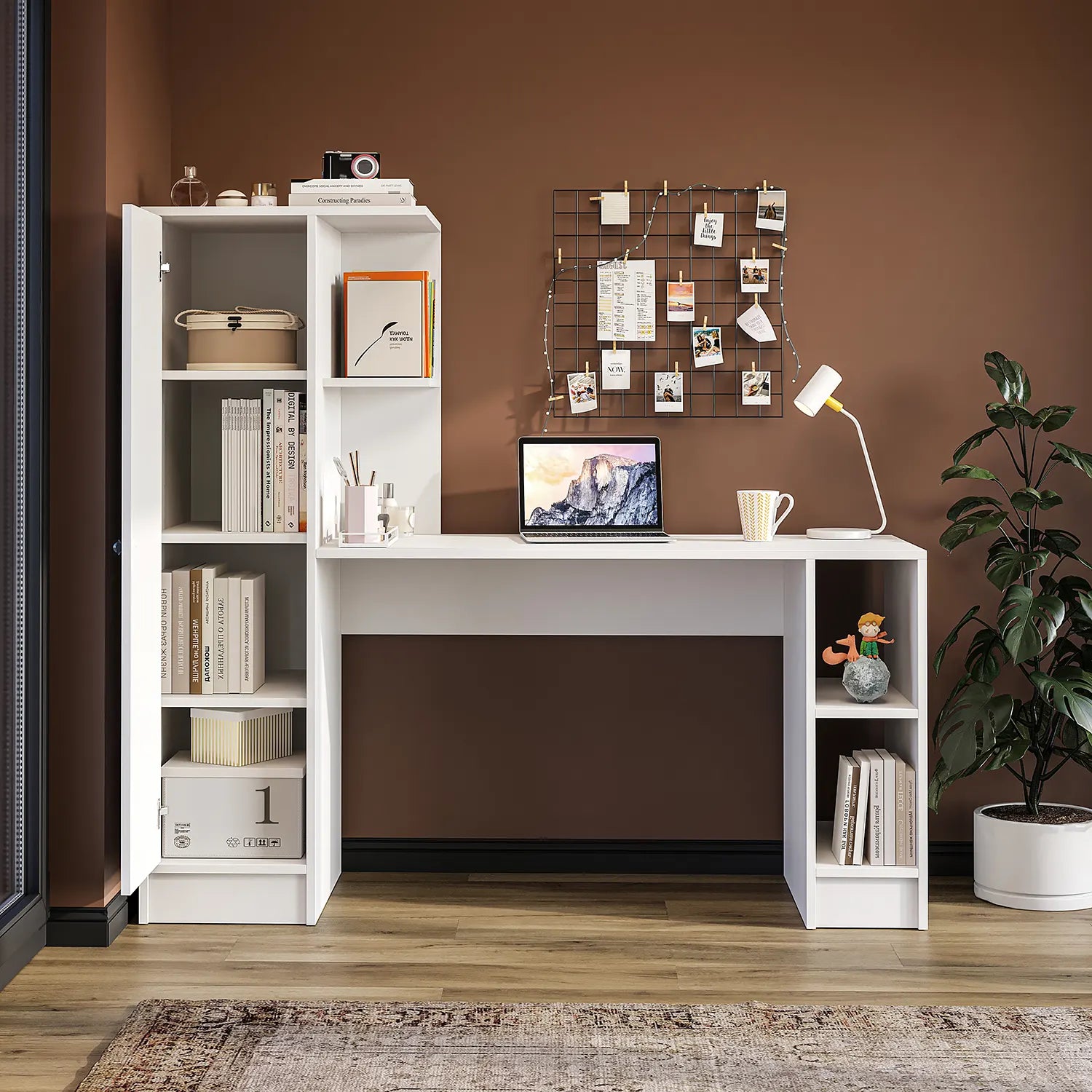 Stilo Bilgisayar Masası, Raflı Çalışma Masası , Çalışma Ofis Masası, Ders Yemek Masası 50x155 cm açık