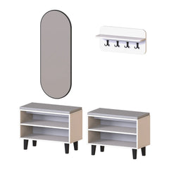 Nord Vestiyer Takımı Askılıklı, Modüler, Bench, Oval Aynalı Portmanto Takımı