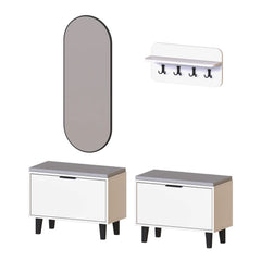 Nord Vestiyer Takımı Askılıklı, Kapaklı Bench, Modüler, Oval Aynalı Portmanto Takımı