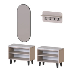 Nord Vestiyer Takımı Askılıklı, Modüler, Bench, Oval Aynalı Portmanto Takımı