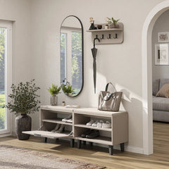 Roomart Nord kumtaşı askılıklı kapaklı kapaksız benchli ve aynalı modüler vestiyer takımı,
Nord ahşap lambri panelli duvara monte duvar askılığı vestiyer,
Oturmalı kapaksız bench ayakkabılık ünitesi antre mobilyası,
Dikdörtgen oval tasarımlı duvara asılabilir portmanto aynası