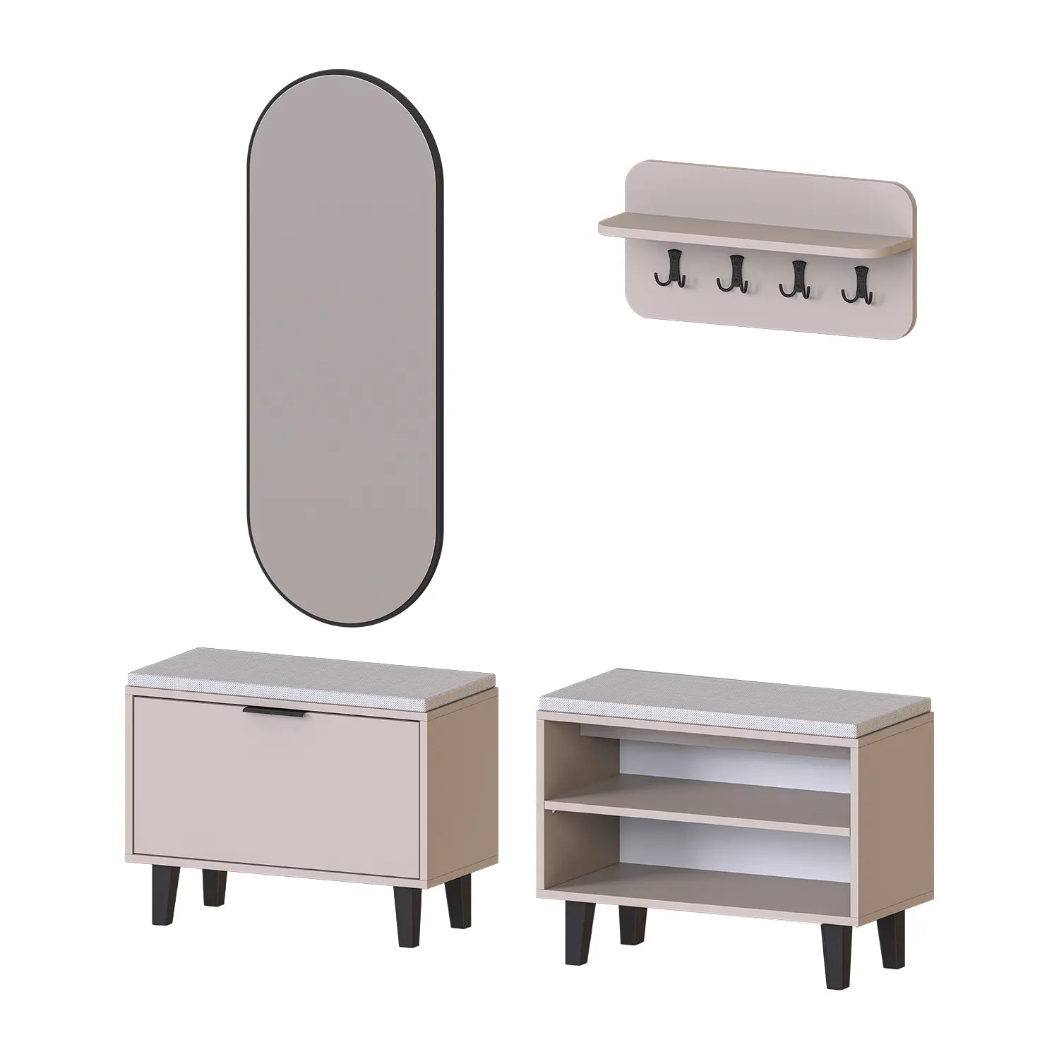 Roomart Nord kumtaşı askılıklı kapaklı kapaksız benchli ve aynalı modüler vestiyer takımı,
Nord ahşap lambri panelli duvara monte duvar askılığı vestiyer,
Oturmalı kapaksız bench ayakkabılık ünitesi antre mobilyası,
Dikdörtgen oval tasarımlı duvara asılabilir portmanto aynası