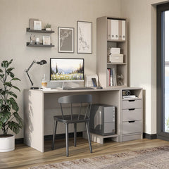 Mode 3 Çekmeceli Kesonlu Çalışma Masası , Çalışma Ofis Masası , Bilgisayar Masası , Kitaplıklı Raflı Çalışma Masası