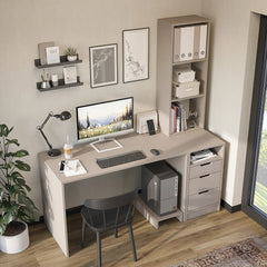 Mode 3 Çekmeceli Kesonlu Çalışma Masası , Çalışma Ofis Masası , Bilgisayar Masası , Kitaplıklı Raflı Çalışma Masası