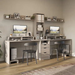 Mode 3 Çekmeceli Kesonlu Çalışma Masası , Raflı Monitör Standlı Çalışma Ofis Masası , Bilgisayar Masası , 2 adet Raflı Çalışma Masası