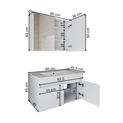 Lavabolu Banyo Dolabı 2li Set - Atria