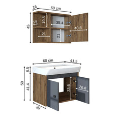 Lavabolu Banyo Dolabı 2li Set - Ada