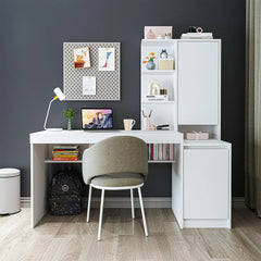 nora kitaplıklı raflı çalışma masası beyaz