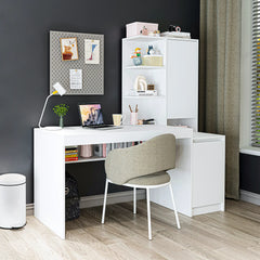 nora kitaplıklı raflı çalışma masası beyaz