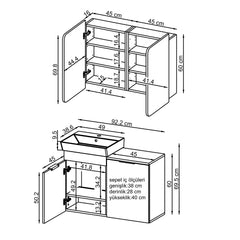 Sepetli Banyo Dolabı 2li Set - Dubai