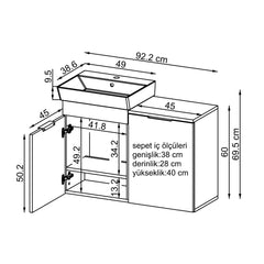 Sepetli Lavabolu Banyo Dolabı - Dubai
