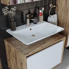 banyo dolabı roomart lavabolu atlantic seri 65 cm ahşap beyaz kapaklı alt dolap