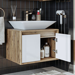 banyo dolabı roomart lavabolu atlantic seri 65 cm ahşap beyaz kapaklı alt dolap