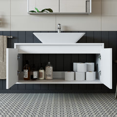 banyo dolabı roomart lavabolu atlantic seri 100 cm beyaz kapaklı alt dolap