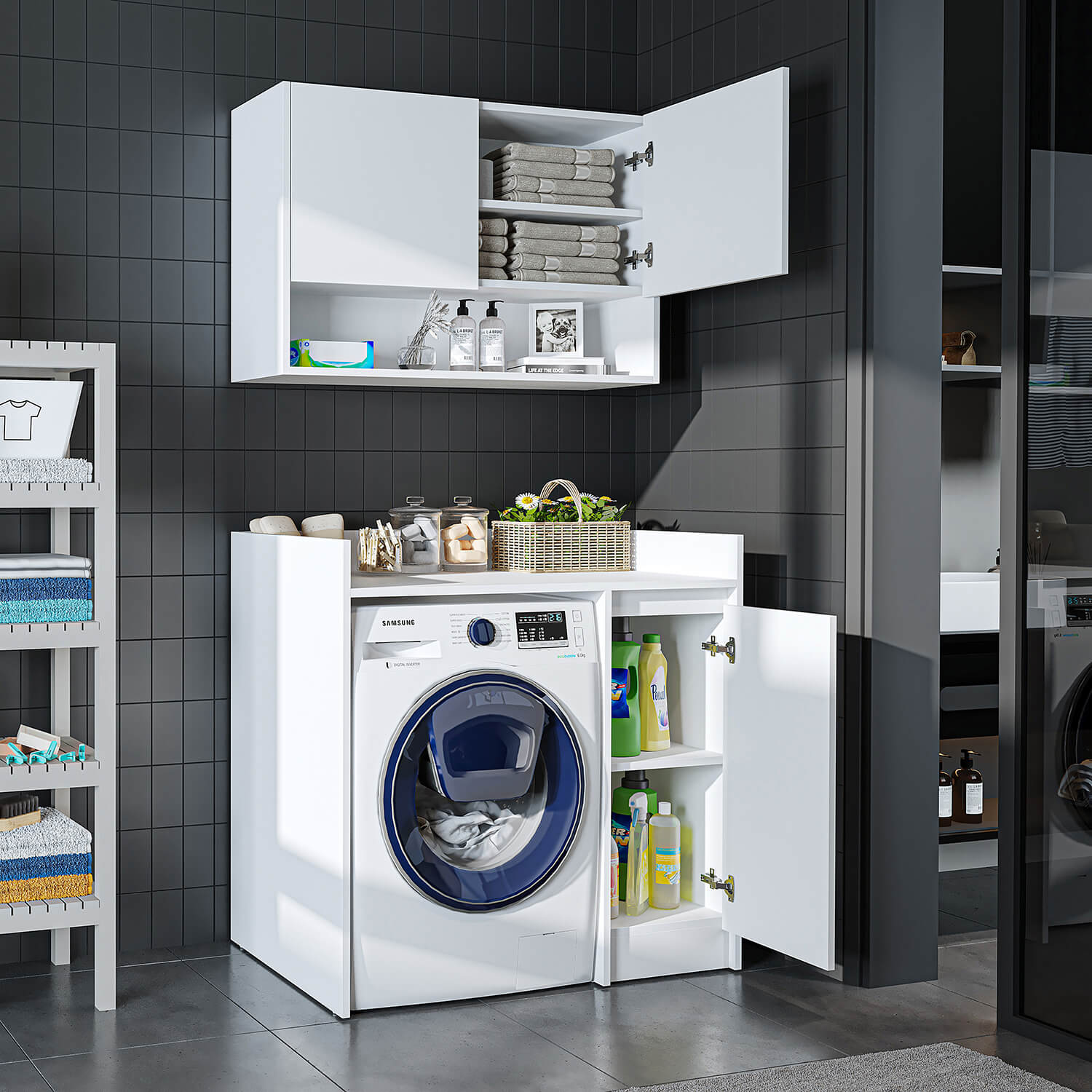 Çamaşır Makinesi Dolabı Takımı - Derin - 100cm - Roomartçamaşır makinesi dolabı2814