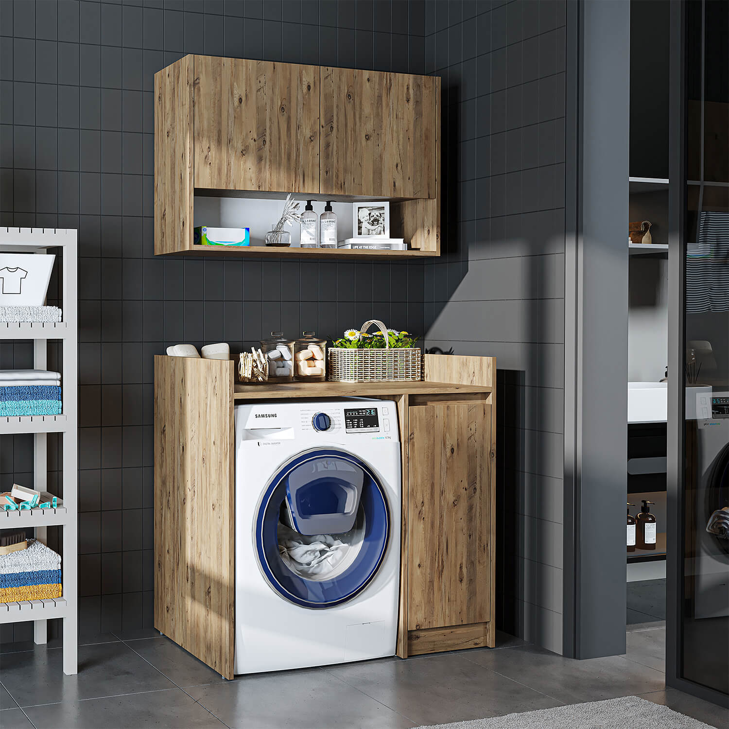 Çamaşır Makinesi Dolabı Takımı - Derin - 100cm - Roomartçamaşır makinesi dolabı2815