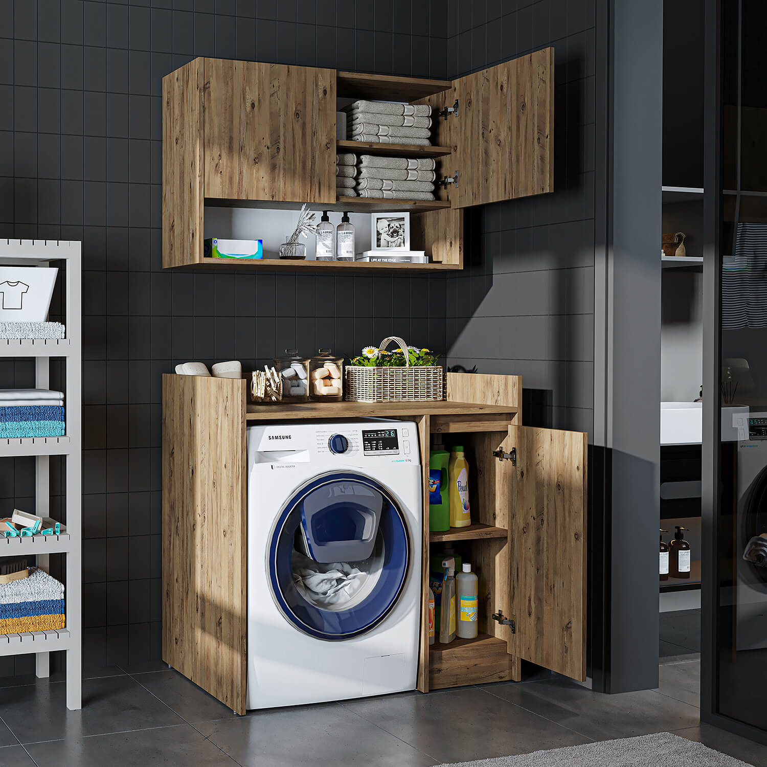 Çamaşır Makinesi Dolabı Takımı - Derin - 100cm - Roomartçamaşır makinesi dolabı2815