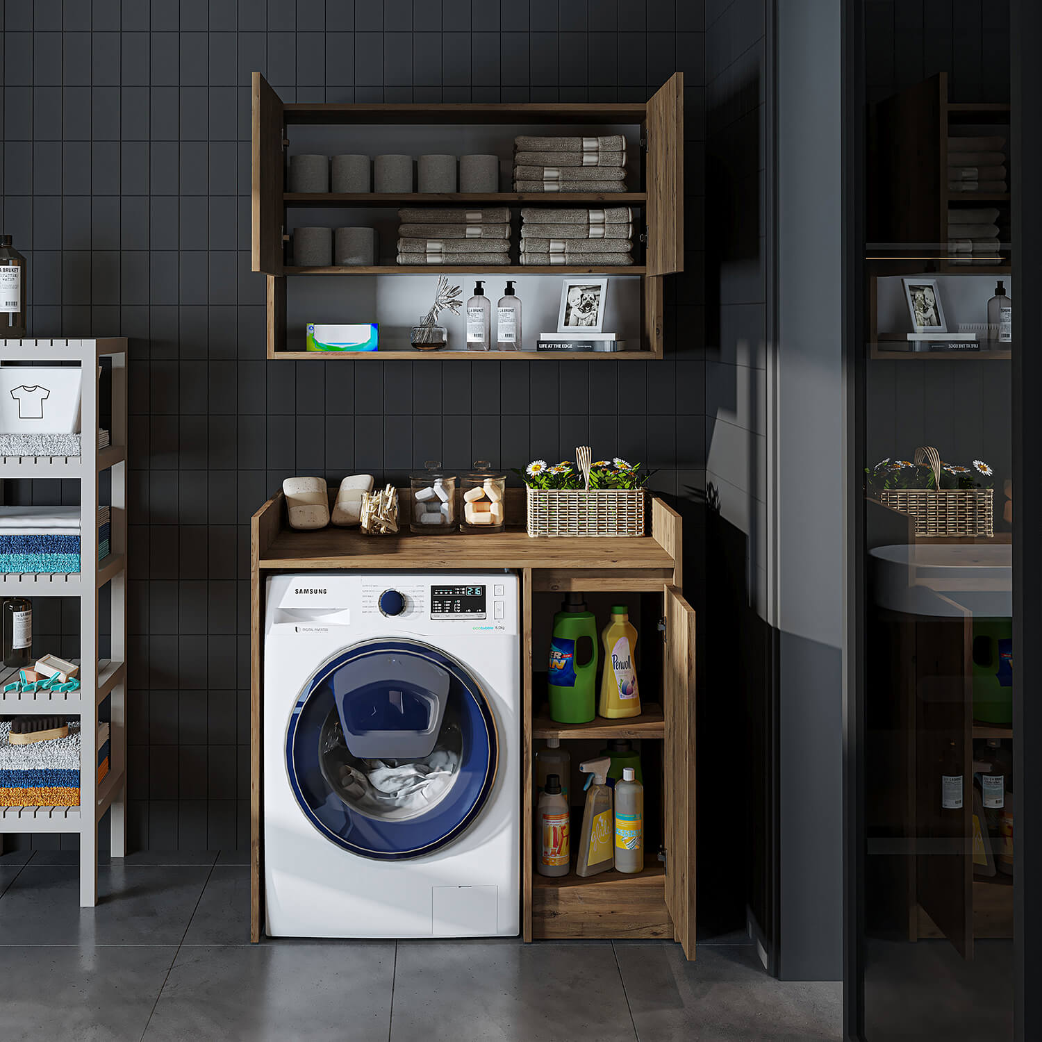 Çamaşır Makinesi Dolabı Takımı - Derin - 100cm - Roomartçamaşır makinesi dolabı2815