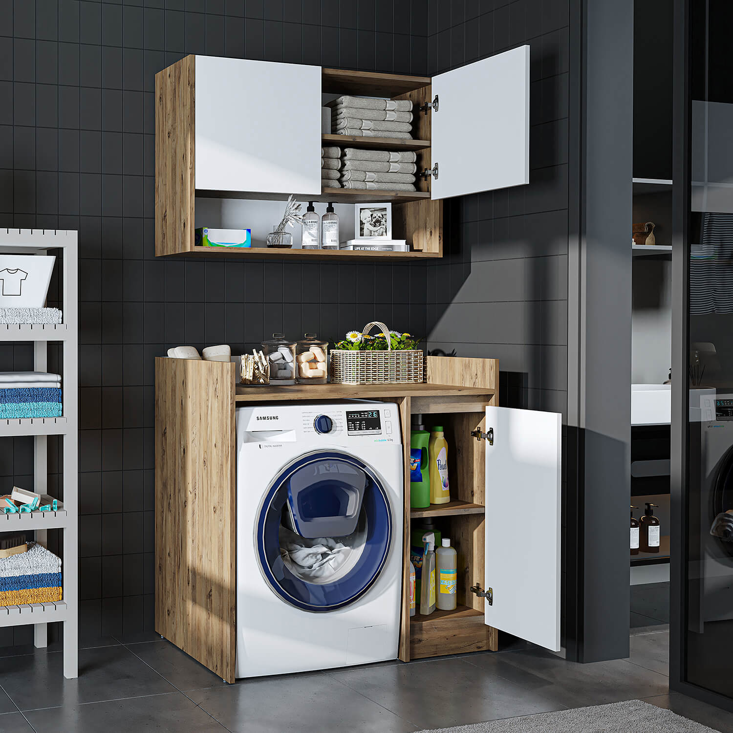 Çamaşır Makinesi Dolabı Takımı - Derin - 100cm - Roomartçamaşır makinesi dolabı2816