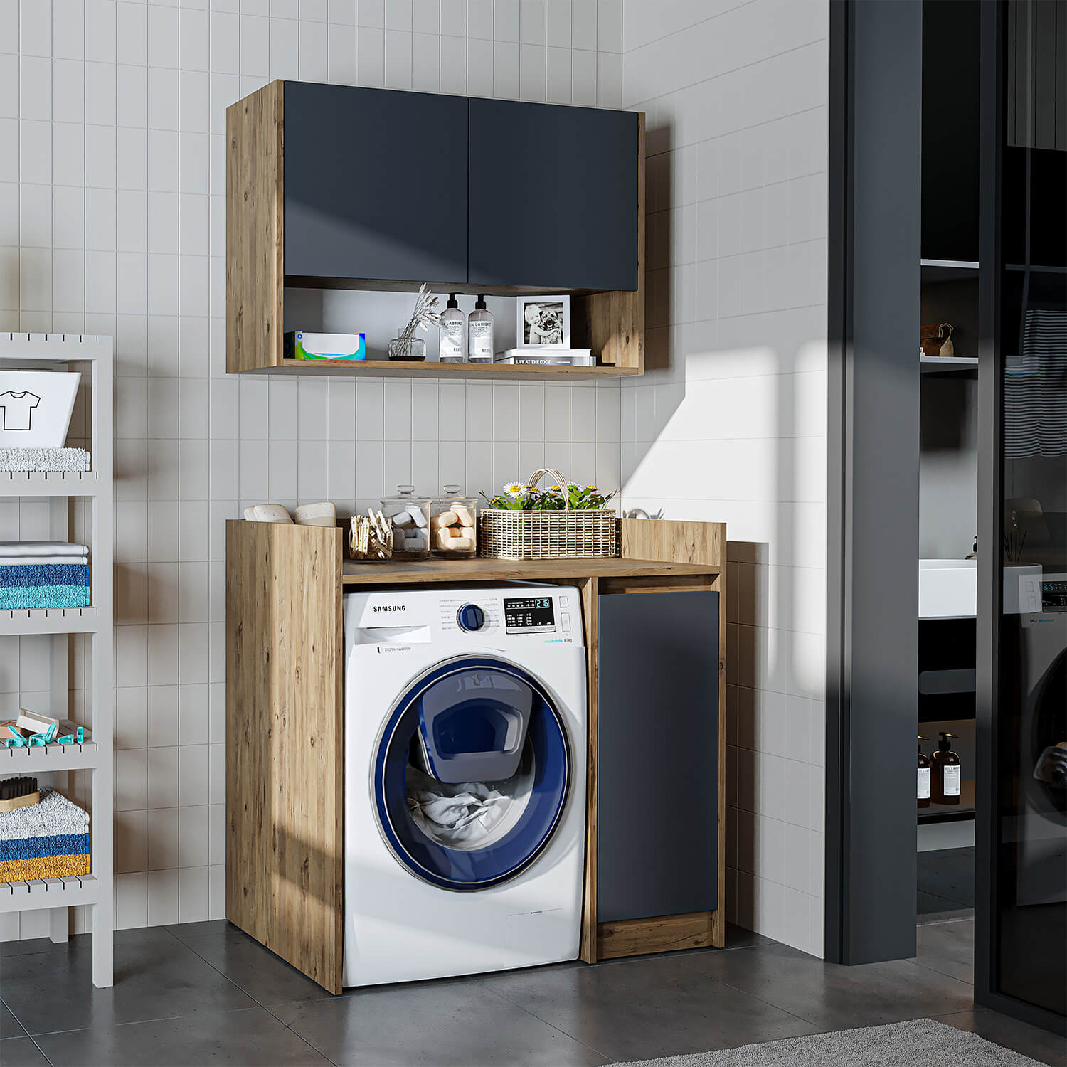 Çamaşır Makinesi Dolabı Takımı - Derin - 100cm - Roomartçamaşır makinesi dolabı2817
