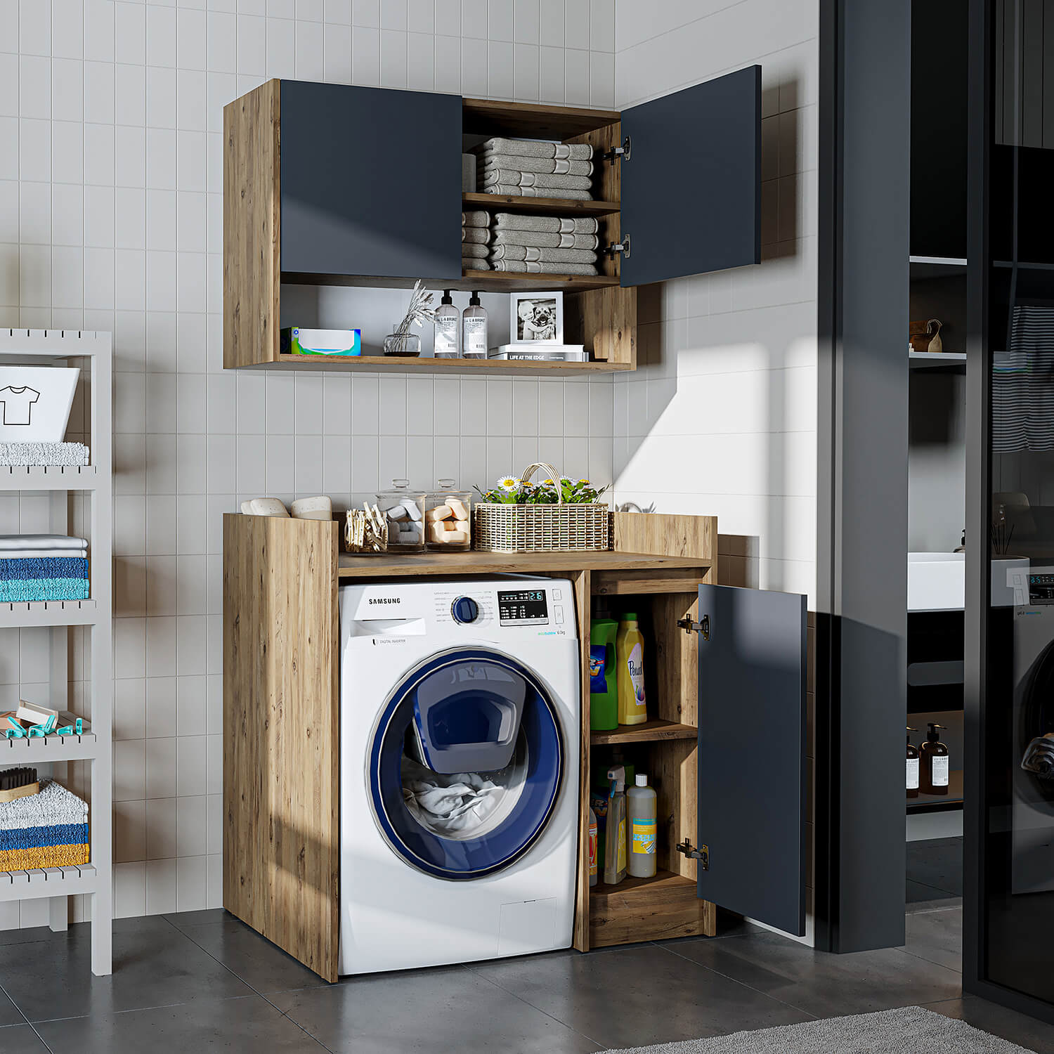 Çamaşır Makinesi Dolabı Takımı - Derin - 100cm - Roomartçamaşır makinesi dolabı2817