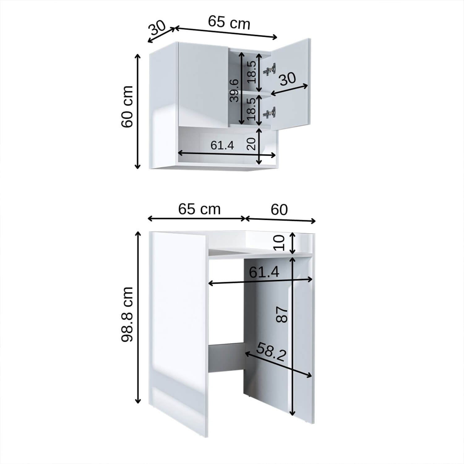 Çamaşır Makinesi Dolabı Takımı - Derin - 65cm - Roomartçamaşır makinesi dolabı2810