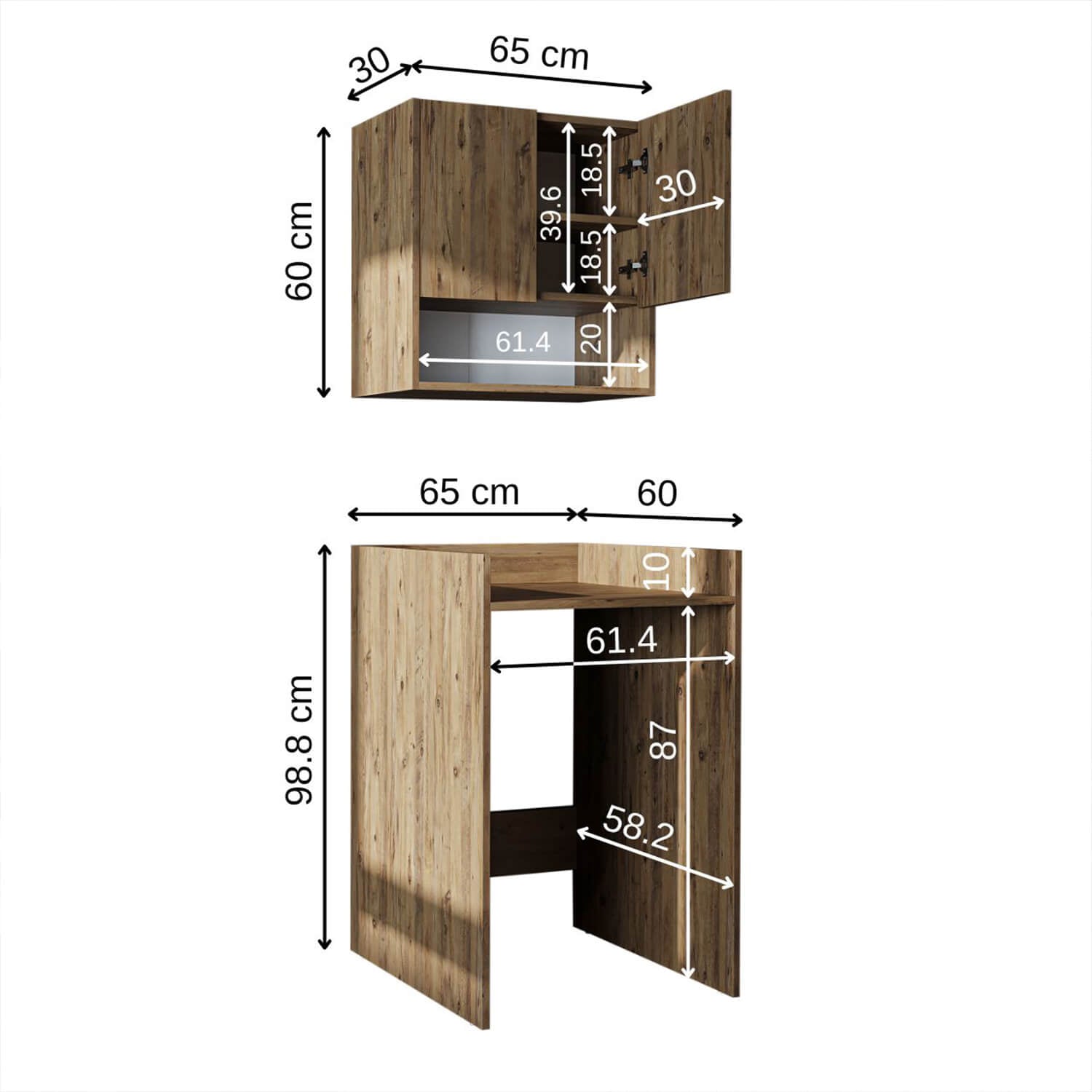 Çamaşır Makinesi Dolabı Takımı - Derin - 65cm - Roomartçamaşır makinesi dolabı2811