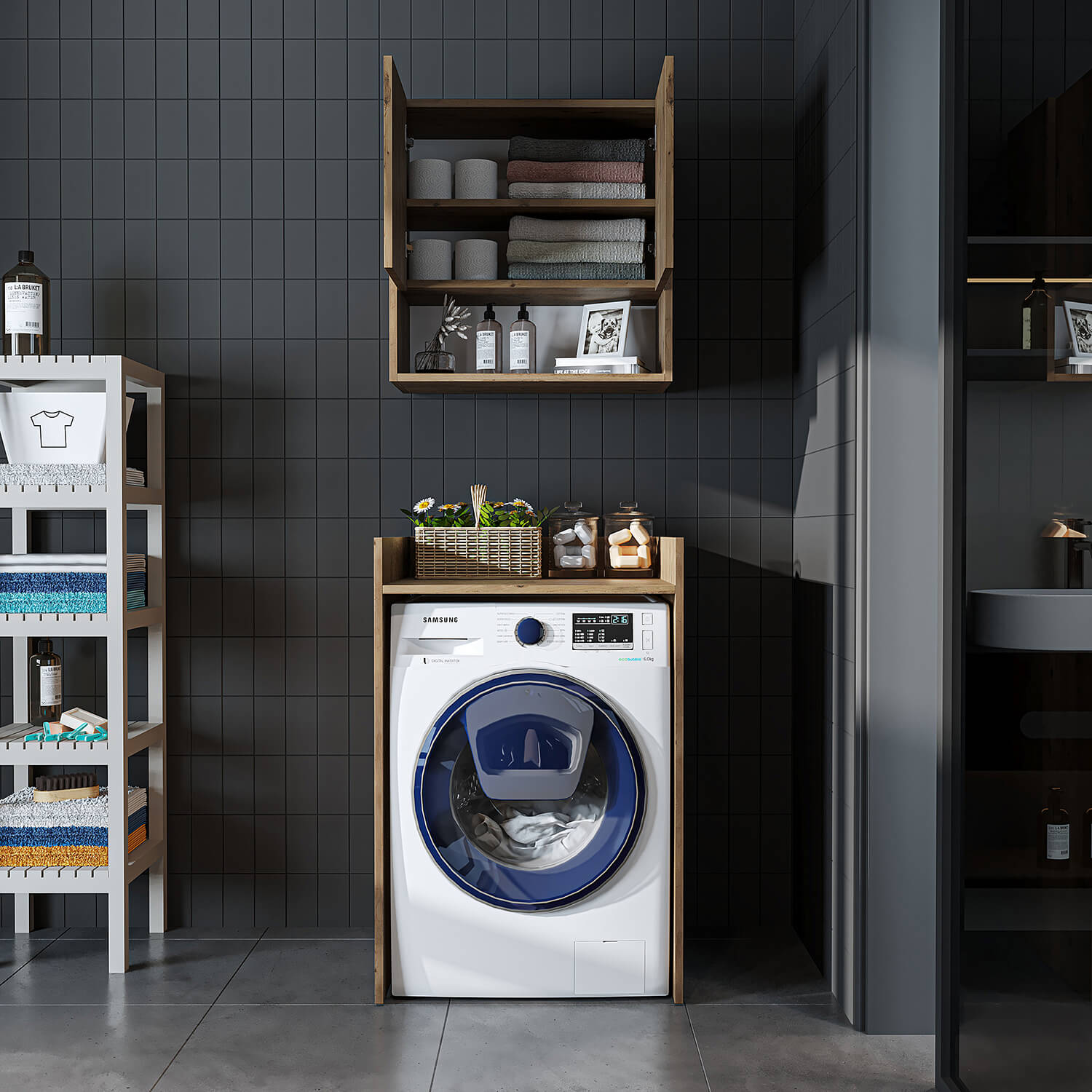 Çamaşır Makinesi Dolabı Takımı - Derin - 65cm - Roomartçamaşır makinesi dolabı2811