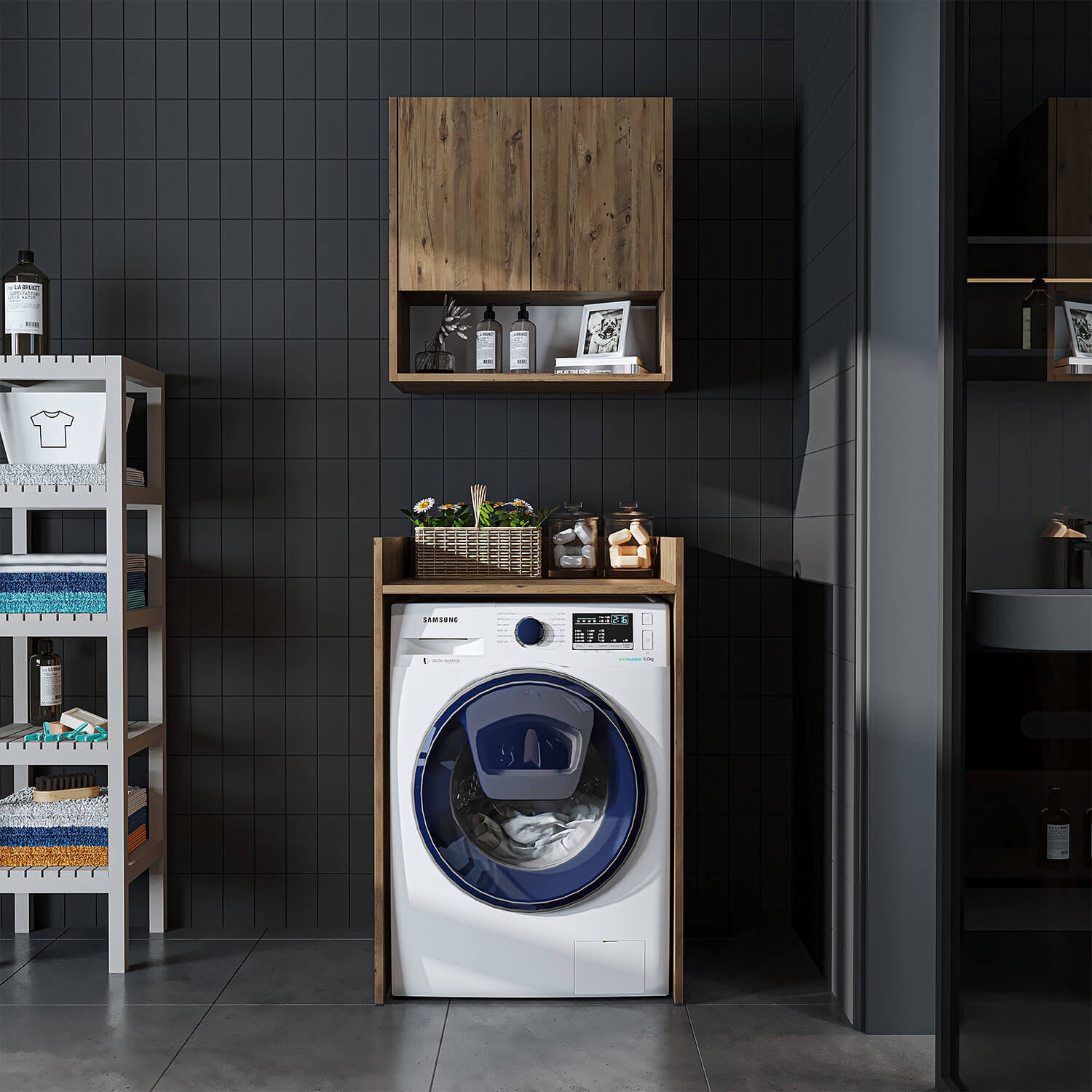 Çamaşır Makinesi Dolabı Takımı - Derin - 65cm - Roomartçamaşır makinesi dolabı2811