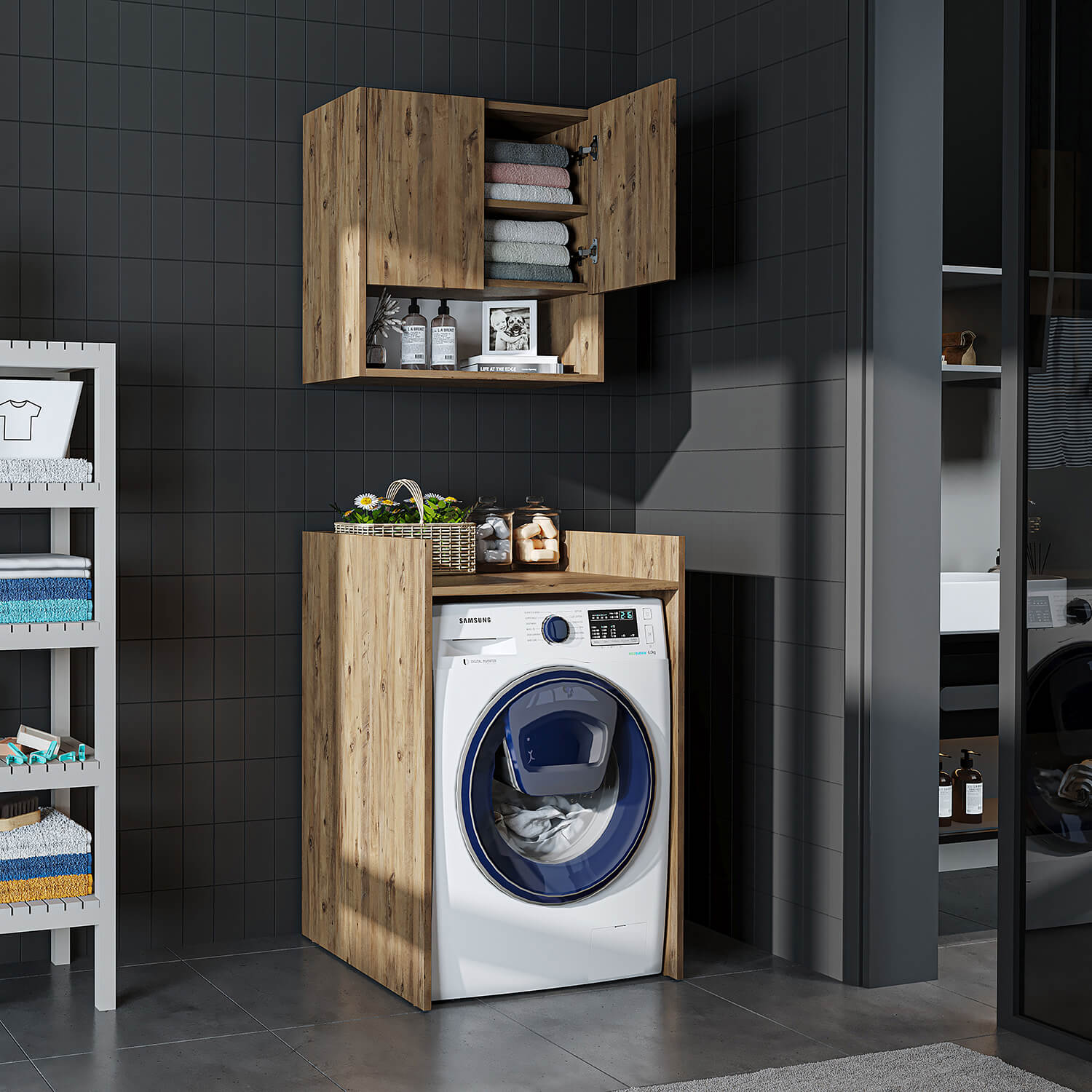 Çamaşır Makinesi Dolabı Takımı - Derin - 65cm - Roomartçamaşır makinesi dolabı2811