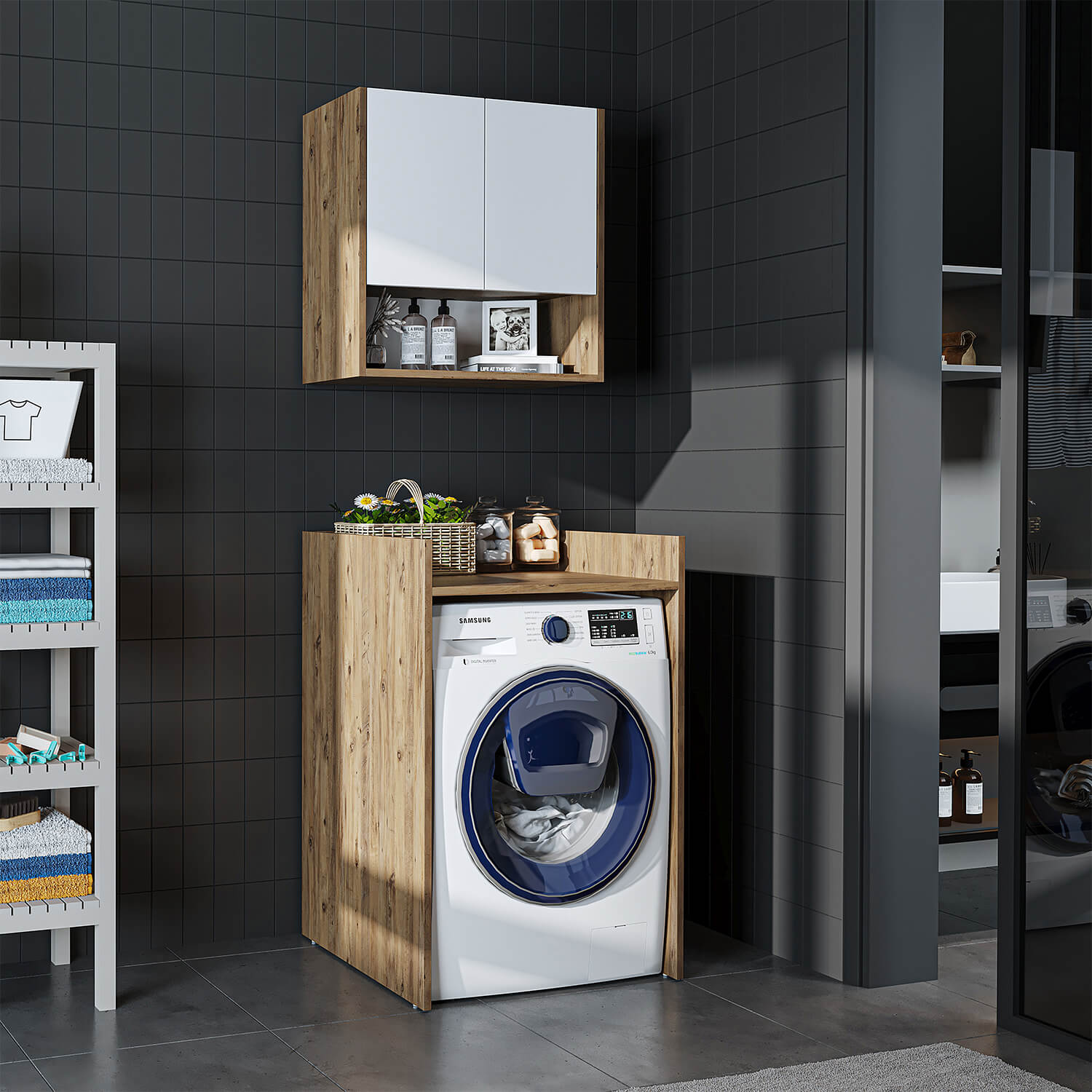 Çamaşır Makinesi Dolabı Takımı - Derin - 65cm - Roomartçamaşır makinesi dolabı2812