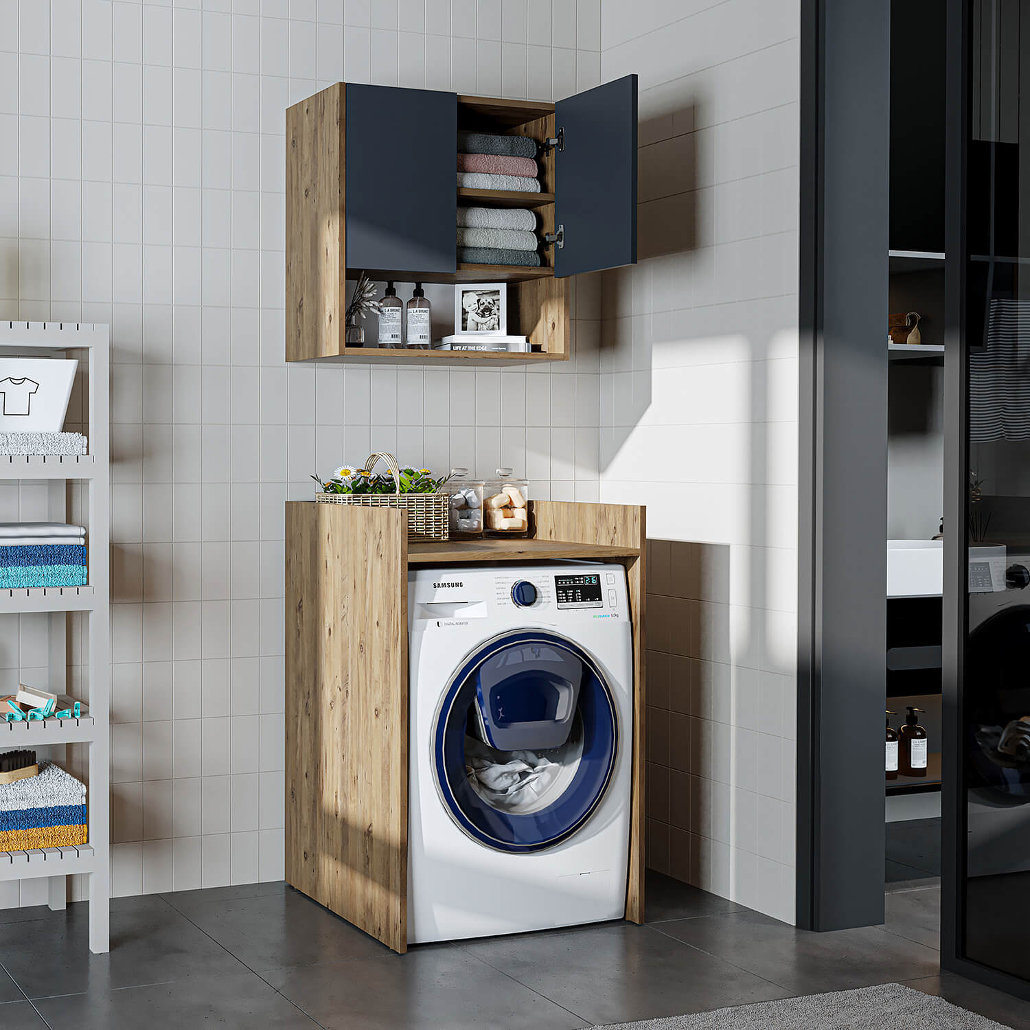 Çamaşır Makinesi Dolabı Takımı - Derin - 65cm - Roomartçamaşır makinesi dolabı2813