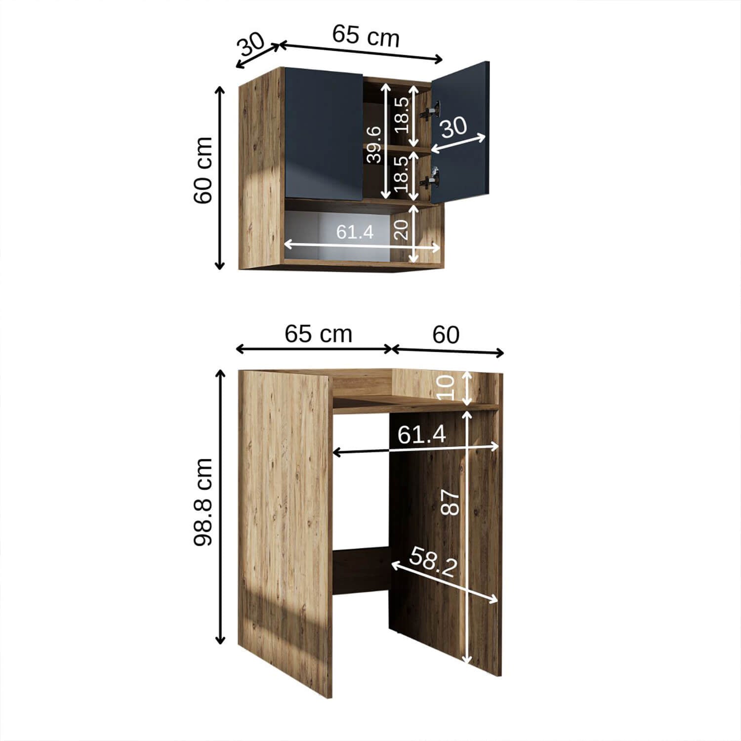 Çamaşır Makinesi Dolabı Takımı - Derin - 65cm - Roomartçamaşır makinesi dolabı2813
