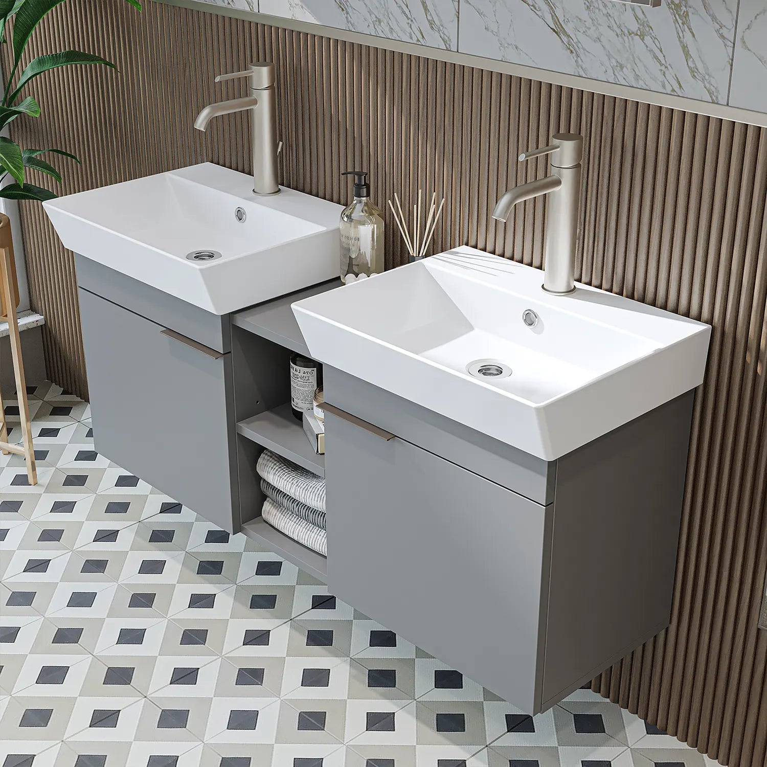 Çift Lavabolu Banyo Dolabı Takımı - Likya - Roomartbanyo dolabı2952