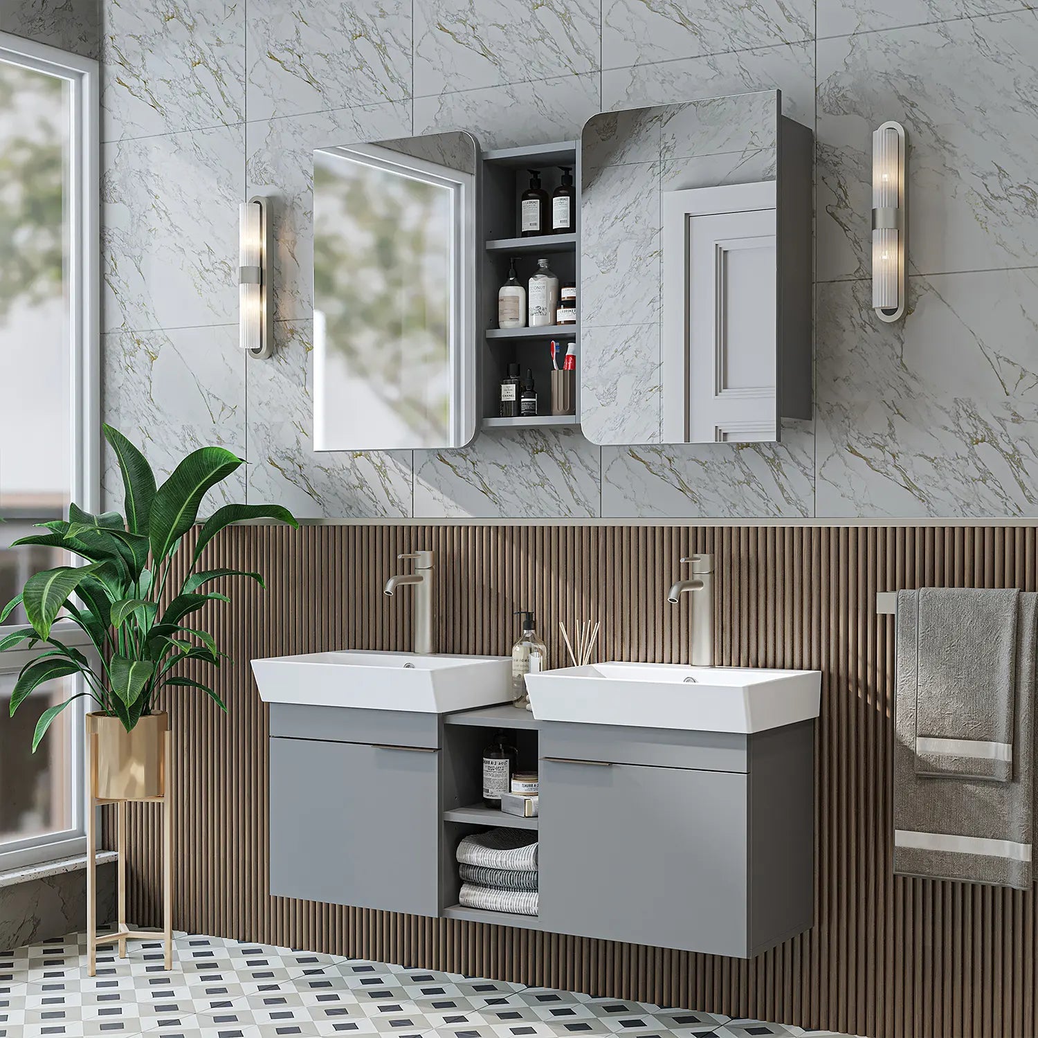 Çift Lavabolu Banyo Dolabı Takımı - Likya - Roomartbanyo dolabı2952
