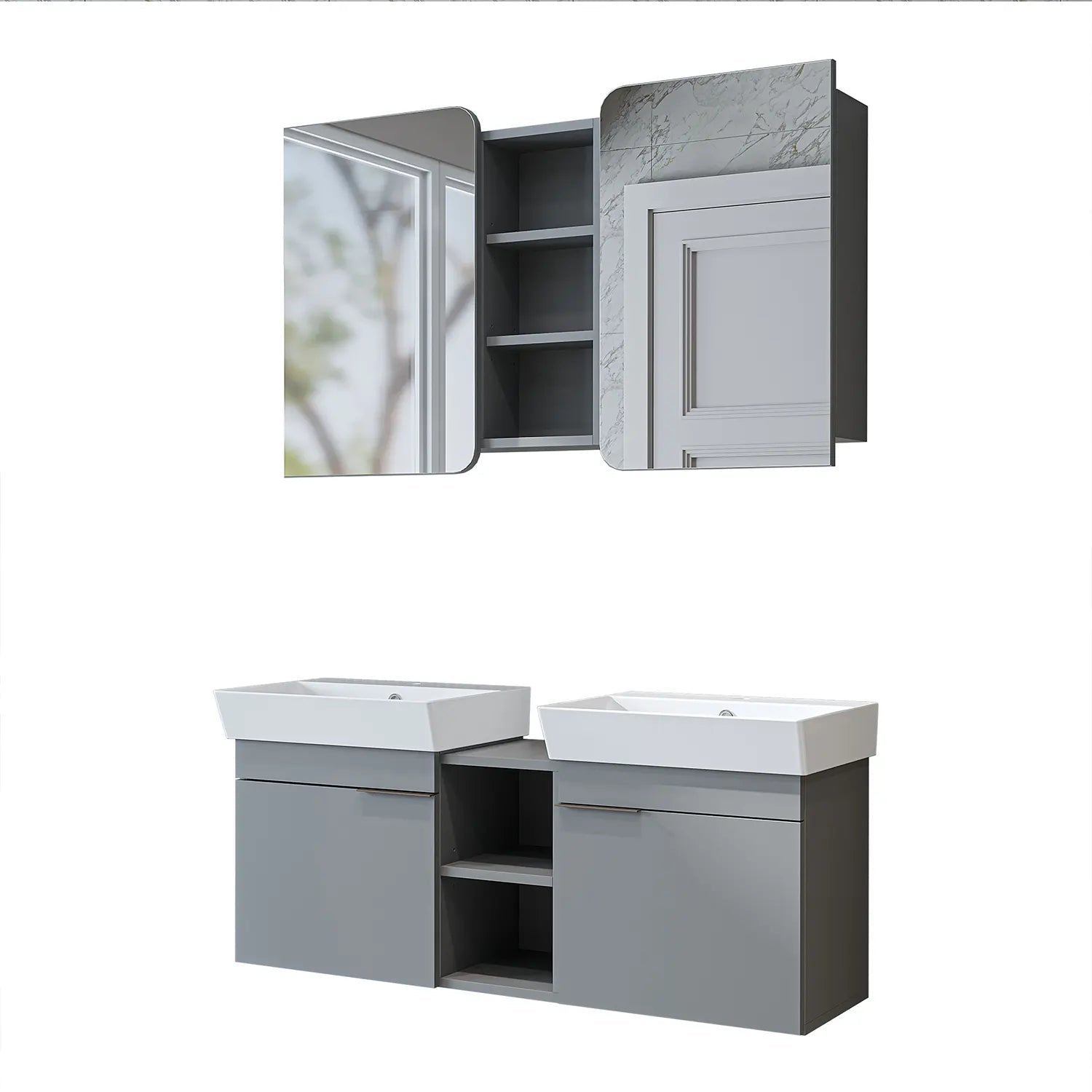 Çift Lavabolu Banyo Dolabı Takımı - Likya - Roomartbanyo dolabı2952