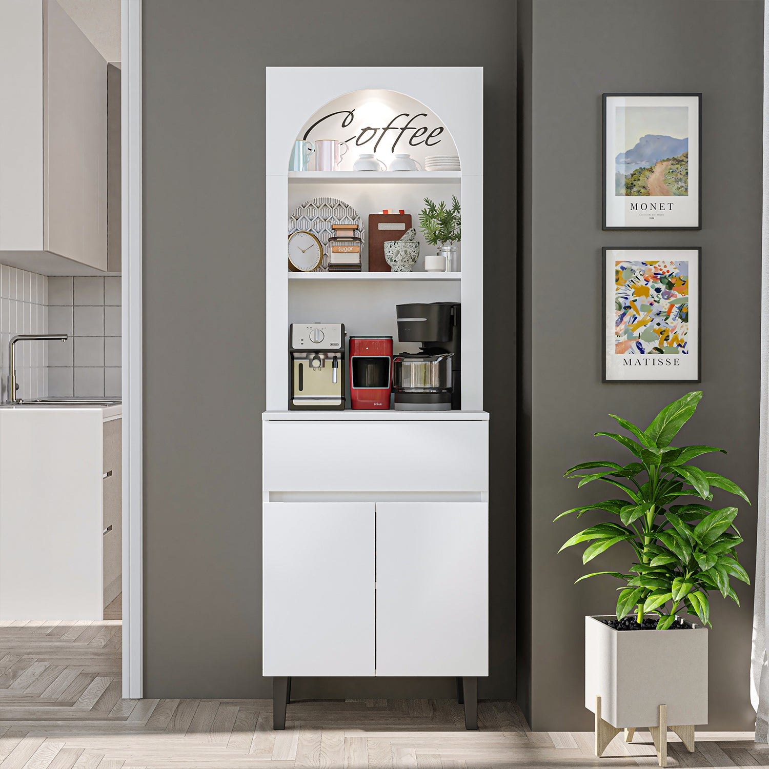 Kahve Köşesi - Çok Amaçlı Dolap - Venedik - 60 CM - Roomartkahve köşesi2806