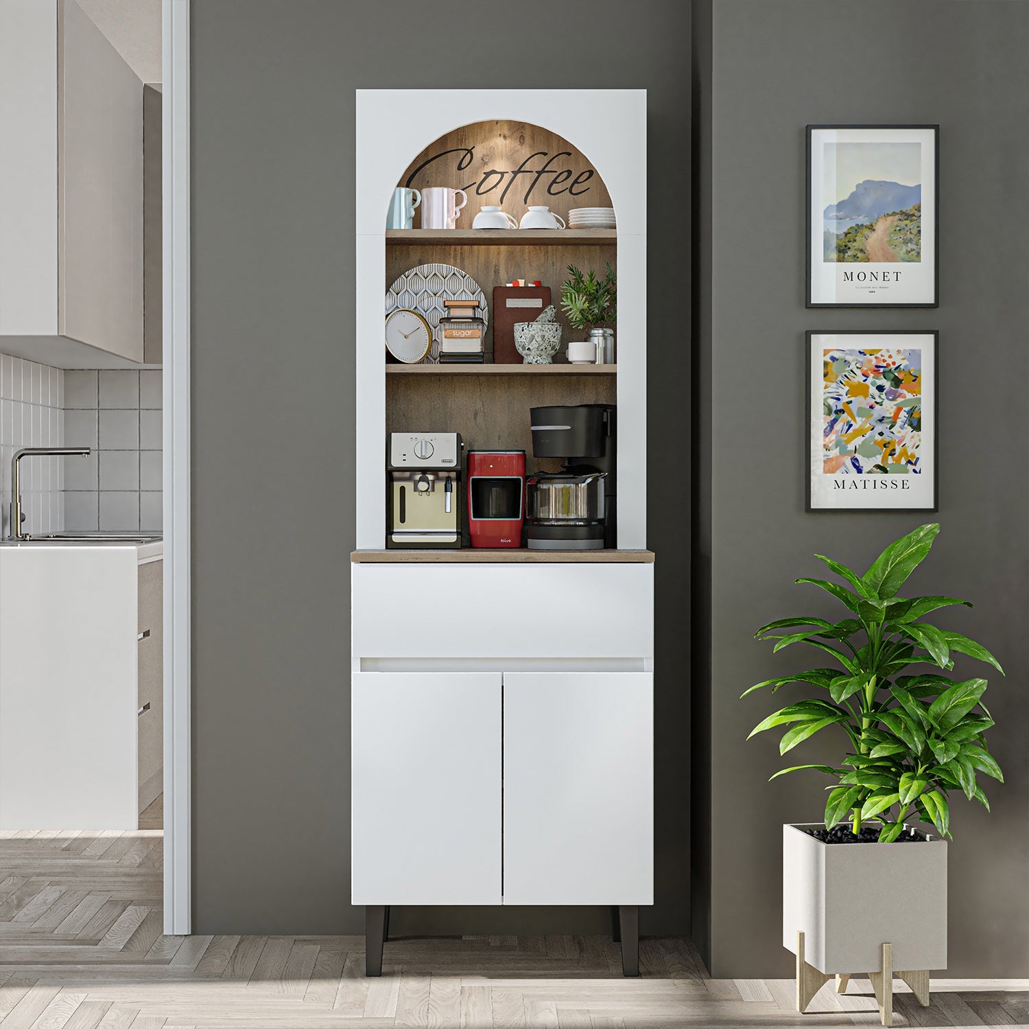 Kahve Köşesi - Çok Amaçlı Dolap - Venedik - 60 CM - Roomartkahve köşesi2807