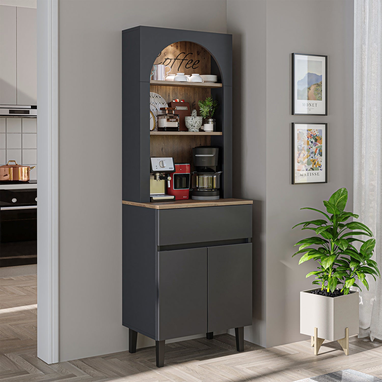 Kahve Köşesi - Çok Amaçlı Dolap - Venedik - 60 CM - Roomartkahve köşesi2808