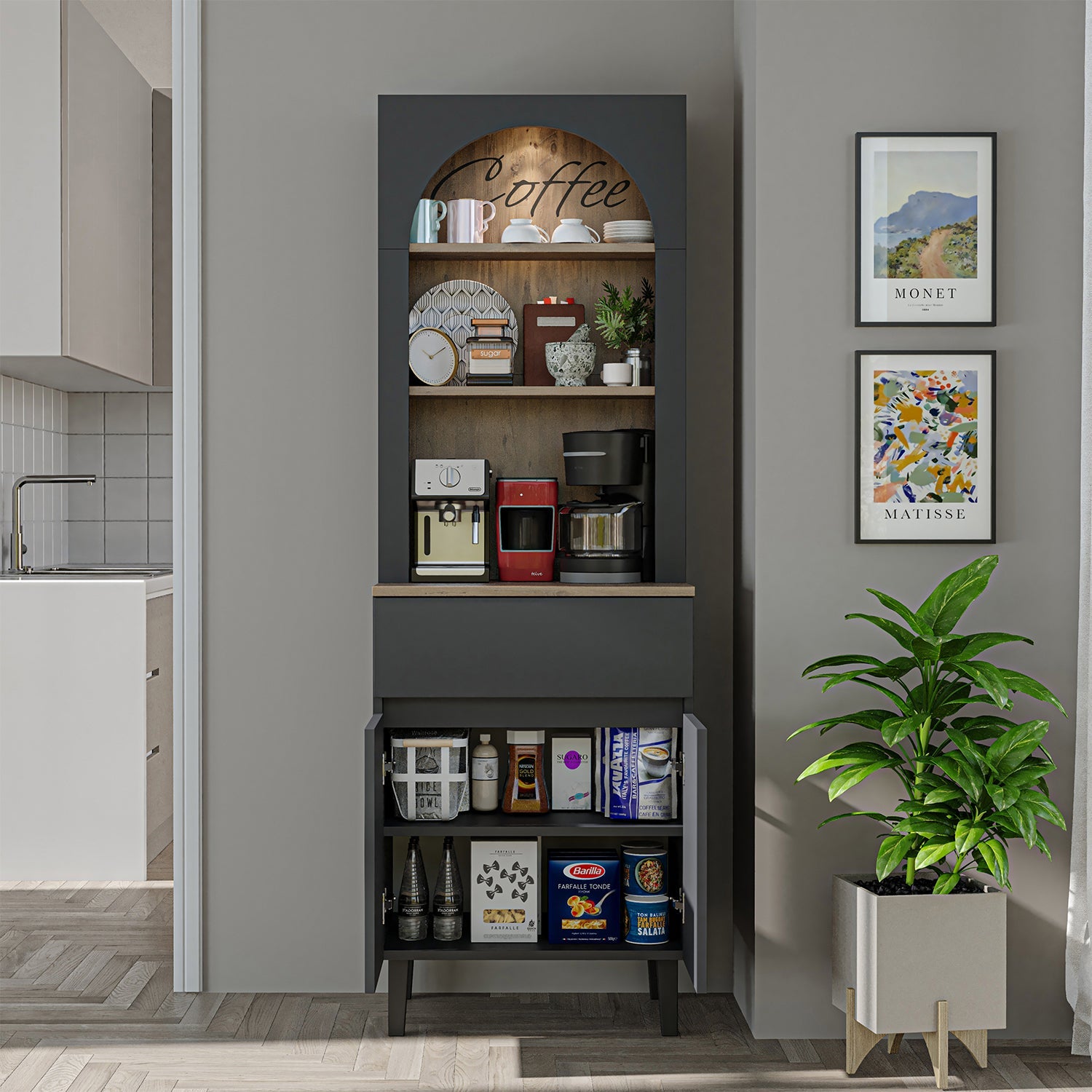 Kahve Köşesi - Çok Amaçlı Dolap - Venedik - 60 CM - Roomartkahve köşesi2808