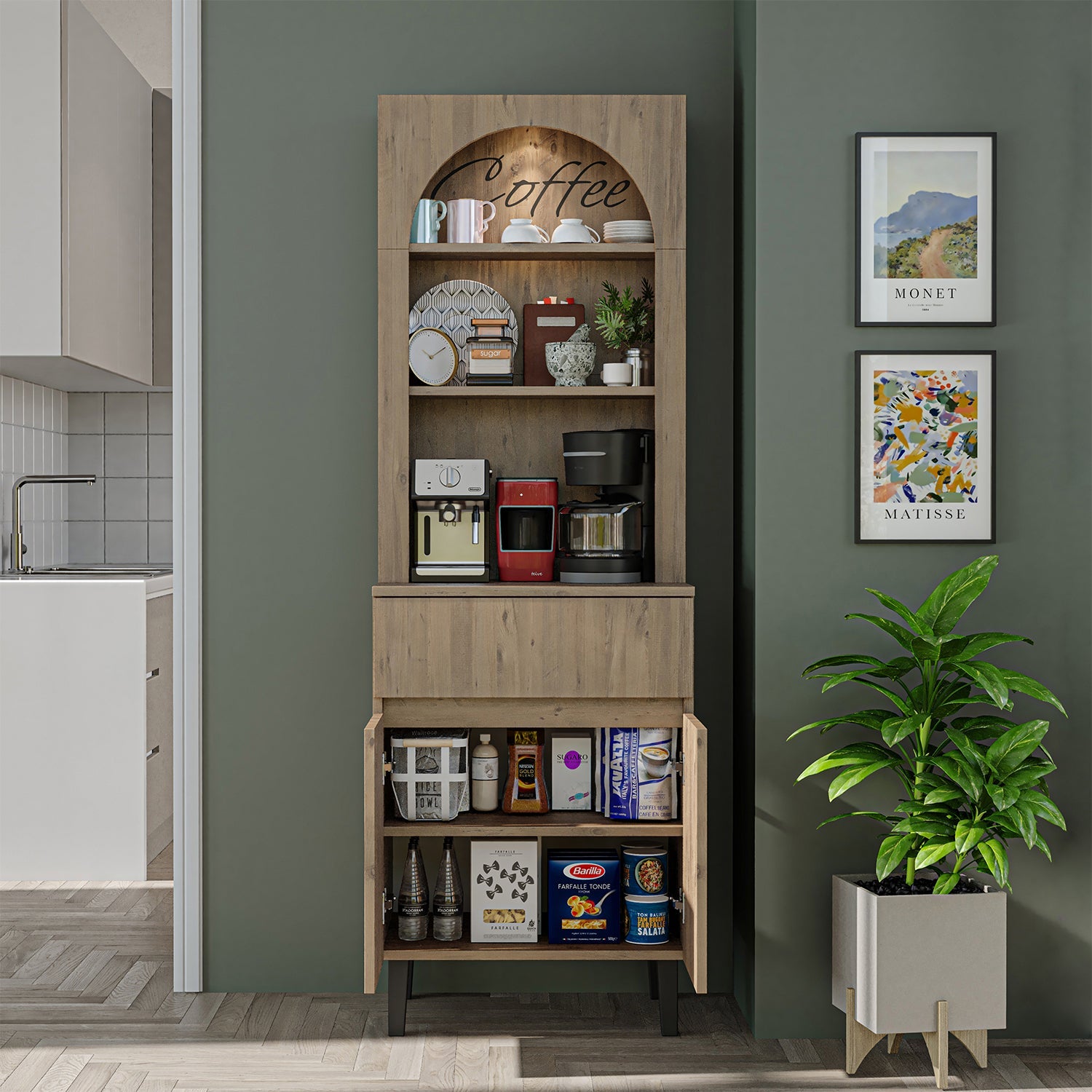 Kahve Köşesi - Çok Amaçlı Dolap - Venedik - 60 CM - Roomartkahve köşesi2808