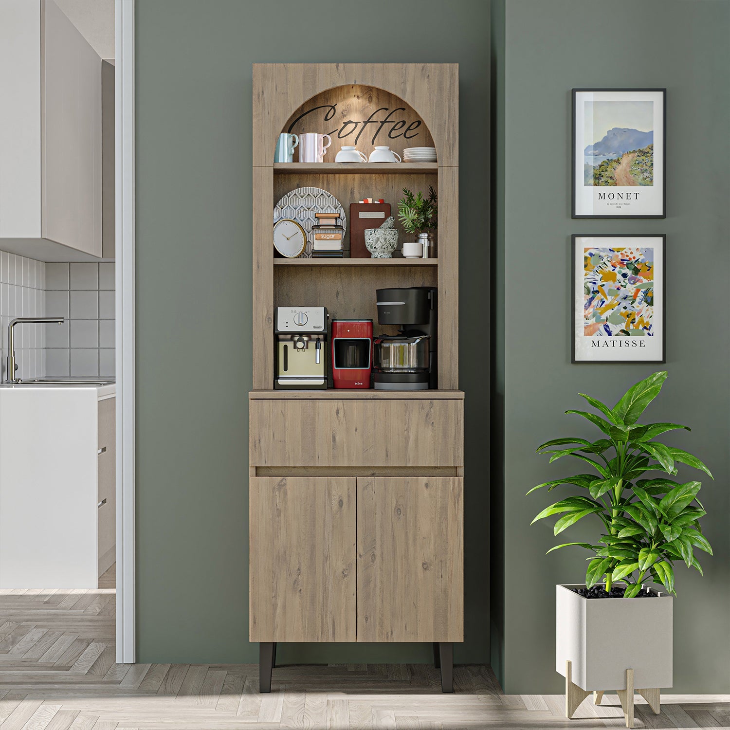 Kahve Köşesi - Çok Amaçlı Dolap - Venedik - 60 CM - Roomartkahve köşesi2808