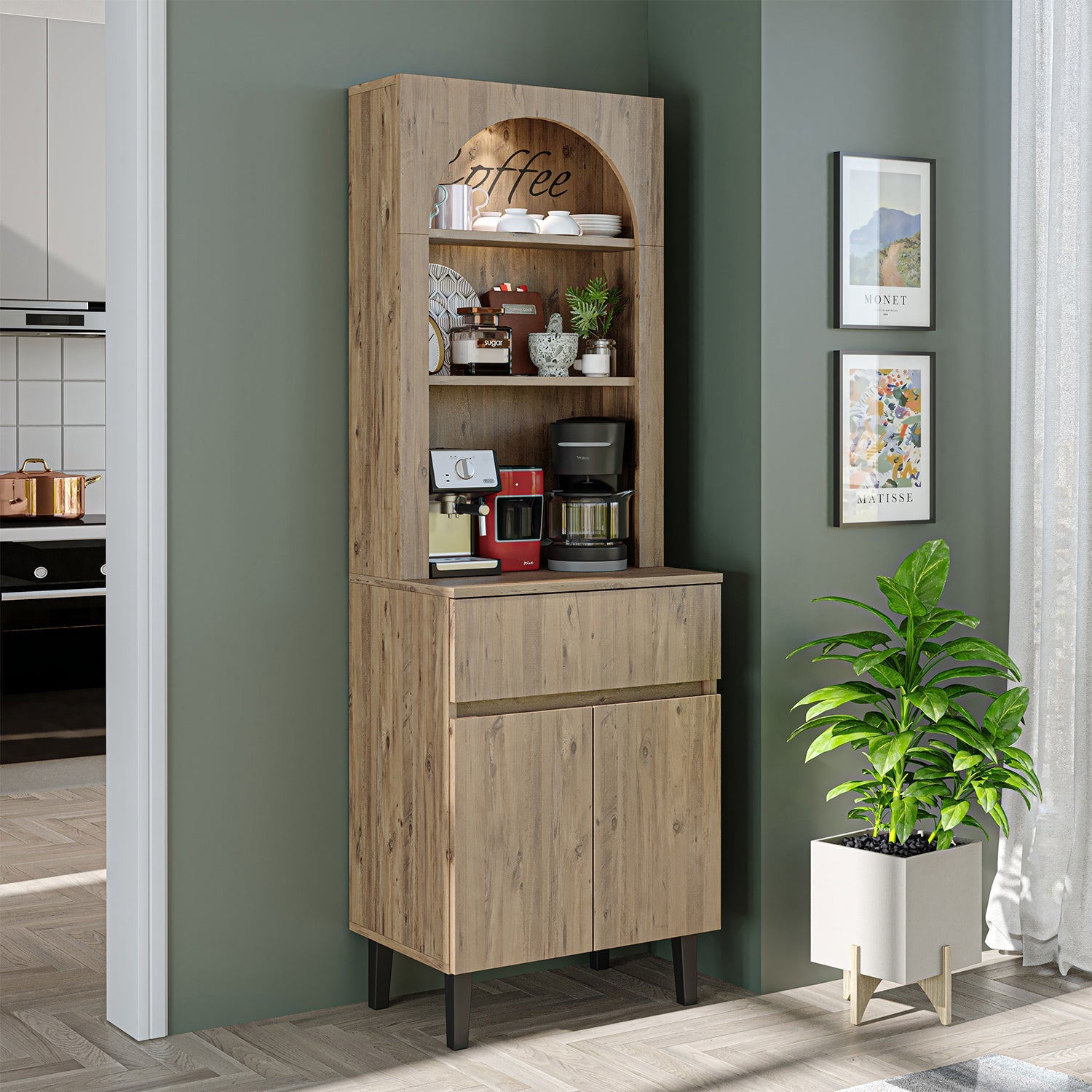 Kahve Köşesi - Çok Amaçlı Dolap - Venedik - 60 CM - Roomartkahve köşesi2808