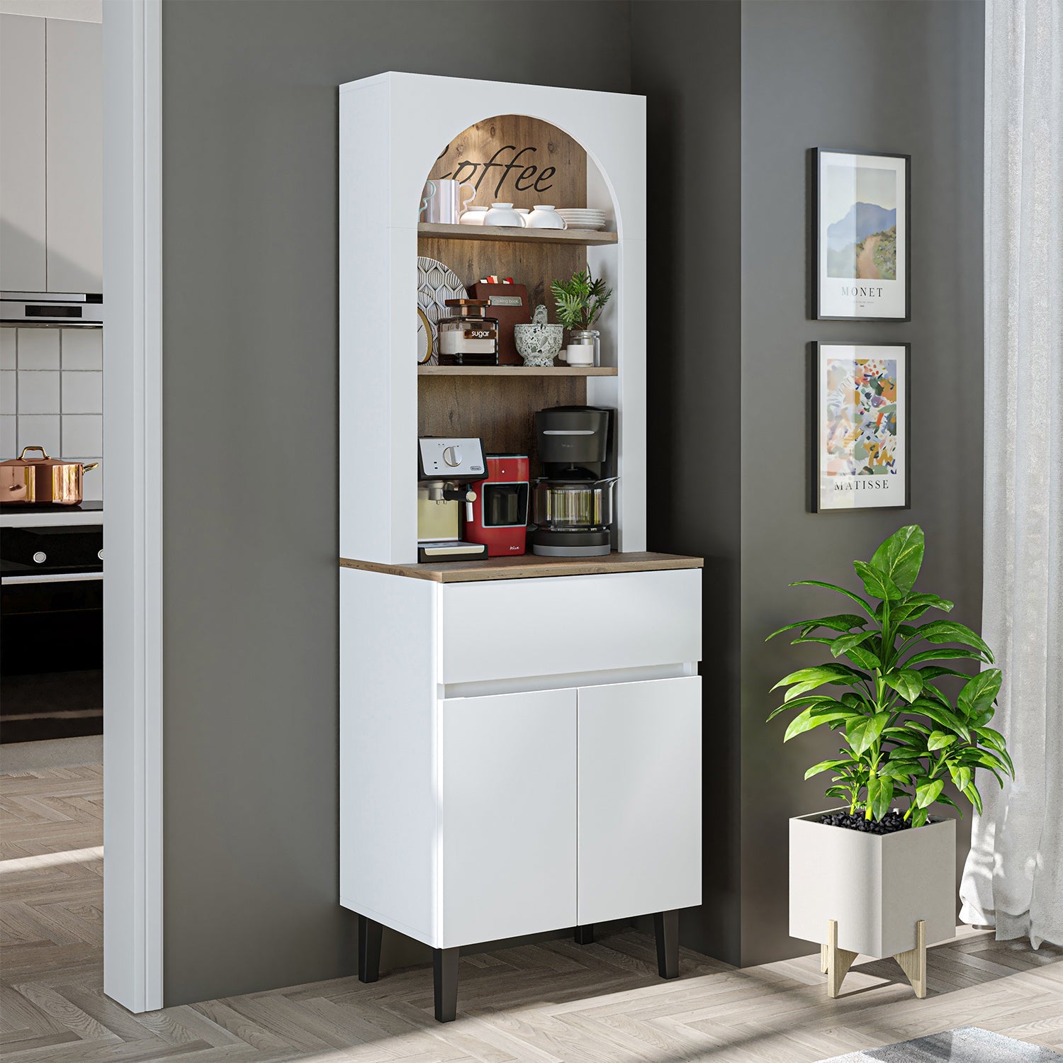 Kahve Köşesi - Çok Amaçlı Dolap - Venedik - 60 CM - Roomartkahve köşesi2808
