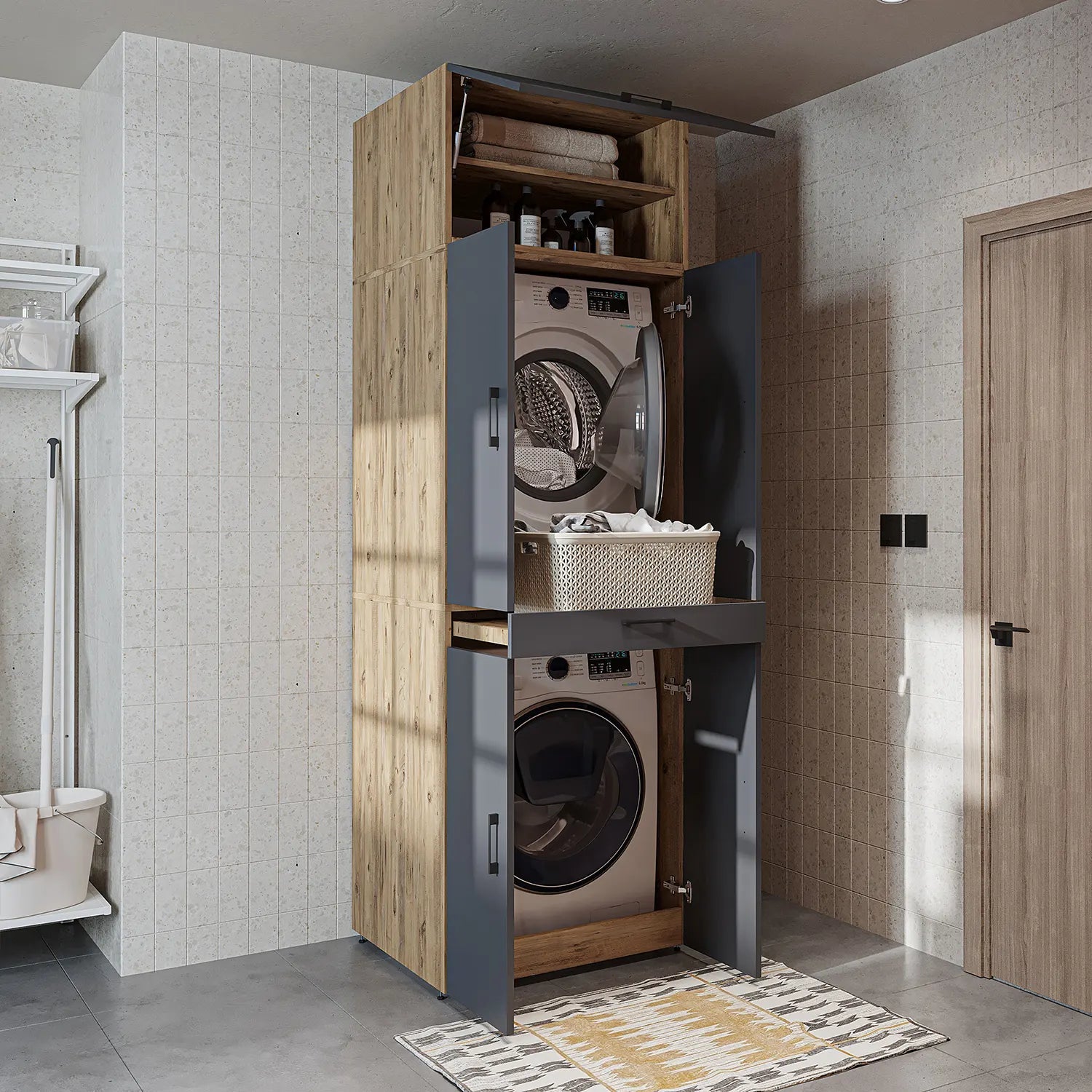 Kapaklı Çamaşır ve Kurutma Makinesi Dolabı - Dora - Roomartçamaşır ve kurutma makinesi dolabı2922