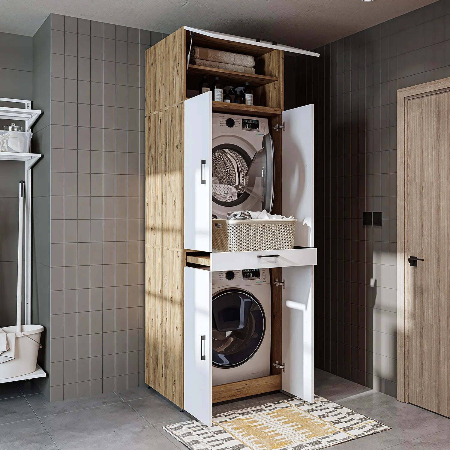 Kapaklı Çamaşır ve Kurutma Makinesi Dolabı - Dora - Roomartçamaşır ve kurutma makinesi dolabı2923